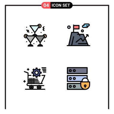 Alkol, alışveriş, şarap, amaç, çevrimiçi Düzenlenebilir Vektör Tasarım Elementleri için 4 Satır İşareti ve Sembollerinden oluşan Stock Vektör Simgesi Paketi