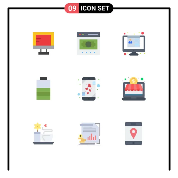 Universal Icon Symbols Group Modern Flat Colors Love Power Online — Stockový vektor