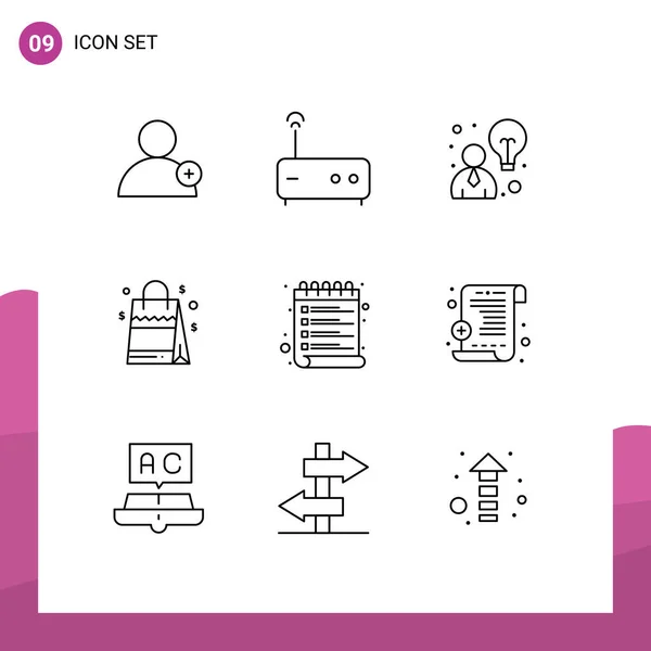 Pictogramme Ensemble Esquisses Simples Rapport Médical Souhait Stratégie Calendrier Éléments — Image vectorielle