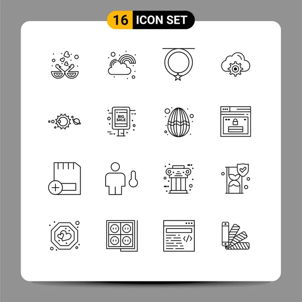 Set Modern Icons Symbols Signs Computing Setting Luck Cloud Fashion — Stock Vector