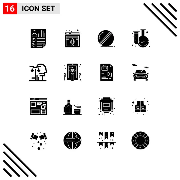 Stock Vector Icon Pack Line Signs Symbols Flask Chemistry Podcast — Stockový vektor