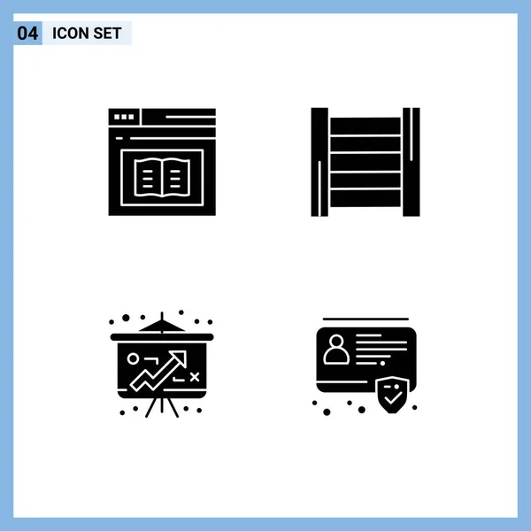 Packung Mit Kreativen Solid Glyphen Aus Buch Wirtschaft Lernen Konstruktion — Stockvektor