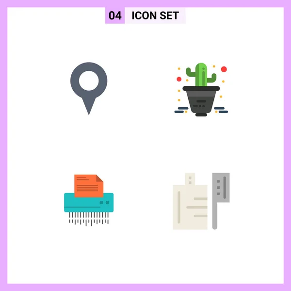 Pack Creative Flat Icons Geo Location Data Pin Plant Information — Stock Vector