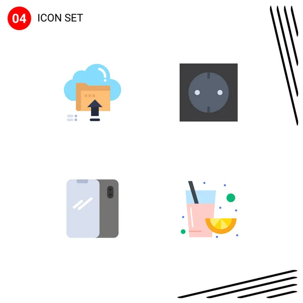 Universal Icon Symbols Group Modern Flat Icons Upload Phone Cloud — Stock Vector