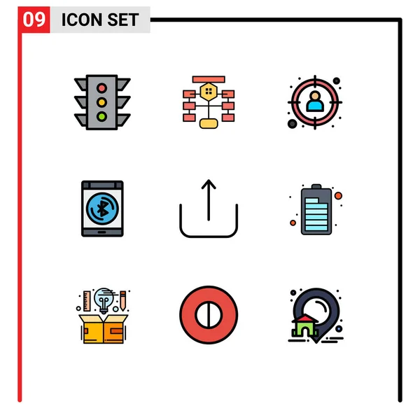 Symboles Icône Universelle Groupe Couleurs Plates Filledline Modernes Données Bluetooth — Image vectorielle