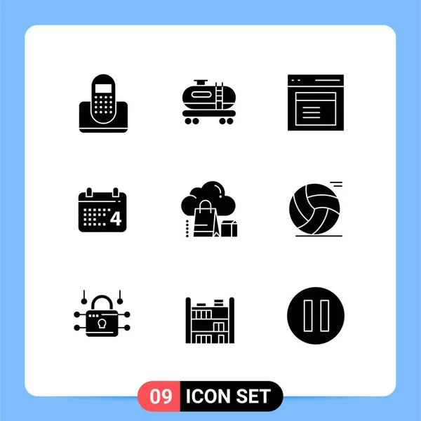 Iconos Creativos Signos Símbolos Modernos Nube Fecha Comunicación Día Ventana — Vector de stock