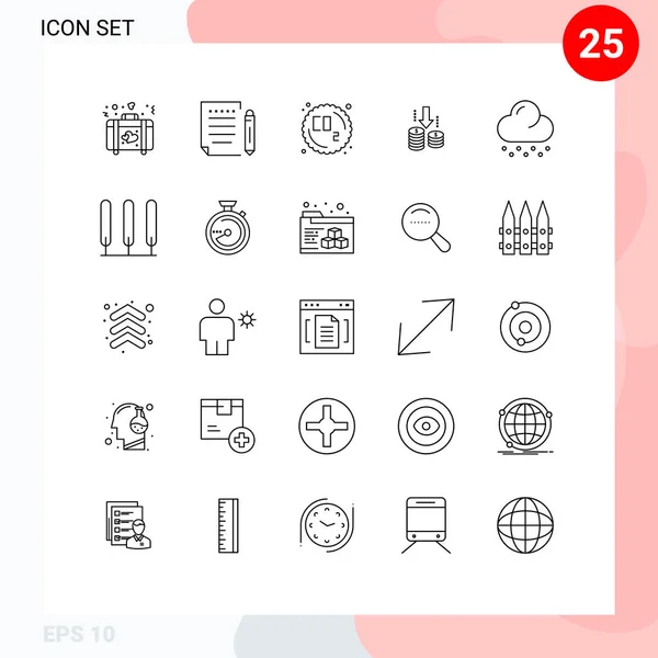 User Interface Line Pack Modern Signs Symbols Snow Analysis Fund — Vetor de Stock