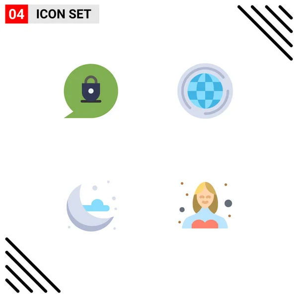 Universal Icon Symbols Group Modern Flat Icons Chat Weather World — Stock Vector