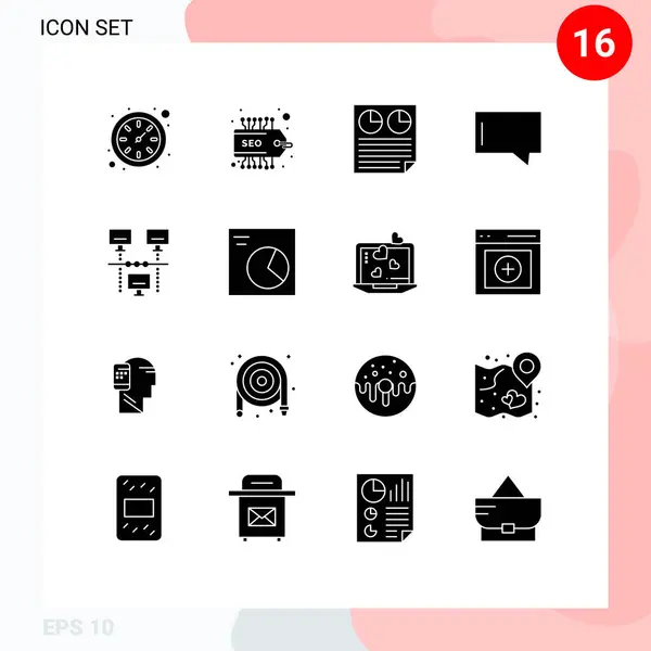 Mobile Interface Solid Glyph Set Pictograms Technology Internet Page Connection — Stock Vector