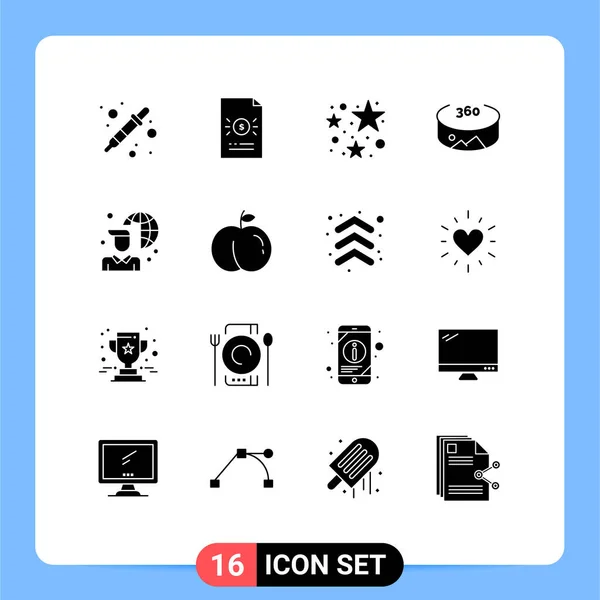 User Interface Solid Glyph Pack Modern Signs Symbols Network Internet — Stockový vektor