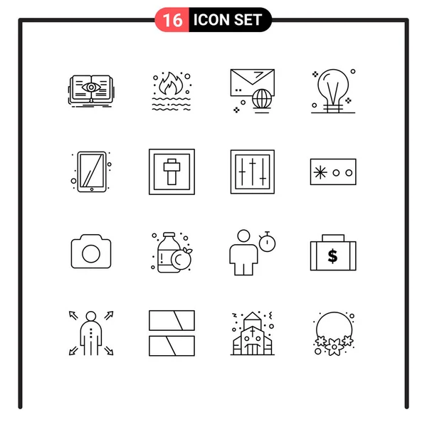 16ユーザーインターフェイスの概要電気 インターネット編集可能なベクトルデザイン要素の現代的な記号とシンボルのパック — ストックベクタ
