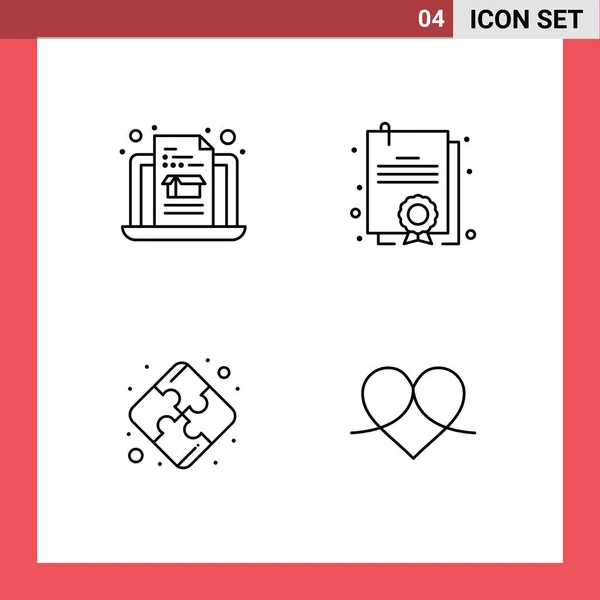 Creative Ikony Moderní Značky Symboly Notebooku Dárek Certifikát Puzzle Láska — Stockový vektor
