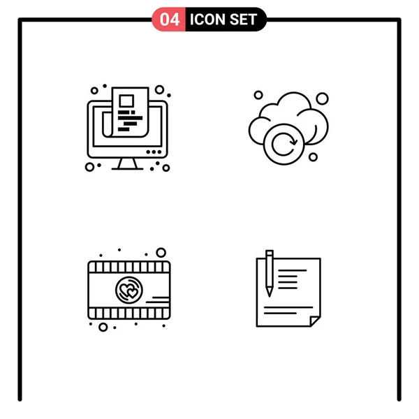 Stock Vector Icon Pack Sinais Linha Símbolos Para Notícias Filme — Vetor de Stock