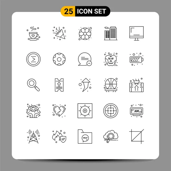 25のユーザーインターフェイスパックデバイス ゲームの基本的なライン編集可能なベクトルデザイン要素 — ストックベクタ
