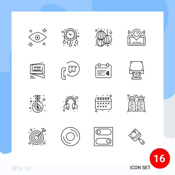 Thematic Vector Outlines Editable Symbols Menu Cinema Lantern Ticket Pin — 스톡 벡터