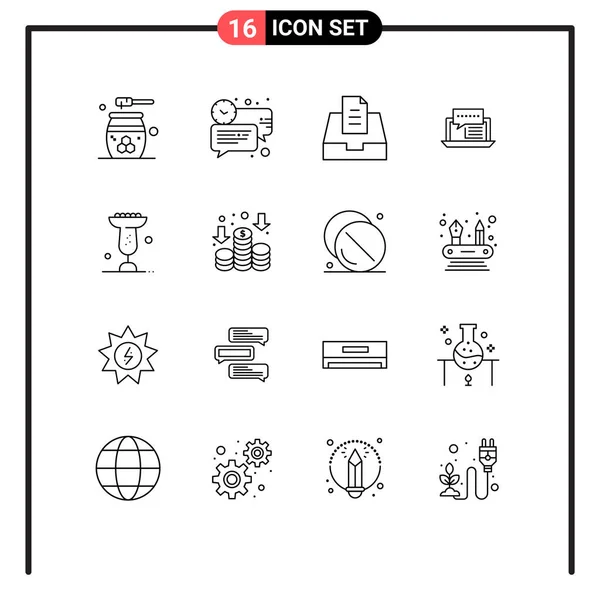 Stock Vector Icon Pack Line Signs Symbols Online Dialog Message — Stock Vector