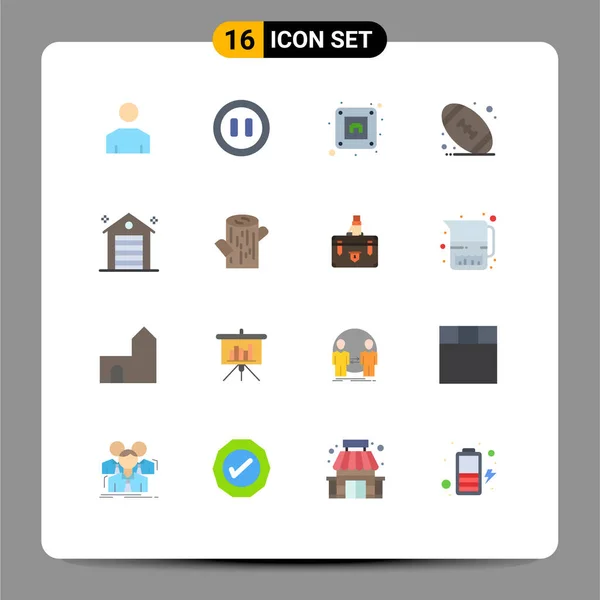 Flat Color Pack Universal Symbols Log Office Socket Estate Ποδόσφαιρο — Διανυσματικό Αρχείο