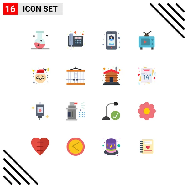 Set Modern Icons Symbols Signs Christmas Play Telegram Television User — Stock Vector