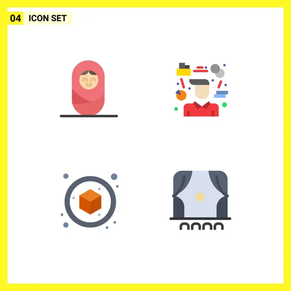 Modern Set Flat Icons Symbols Baby Cube Manager Consultant Audience — Stock Vector