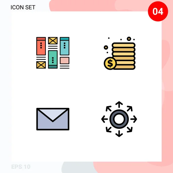 Universal Icon Symbols Group Modern Filledline Flat Colors Wireframing Messaggio — Vettoriale Stock