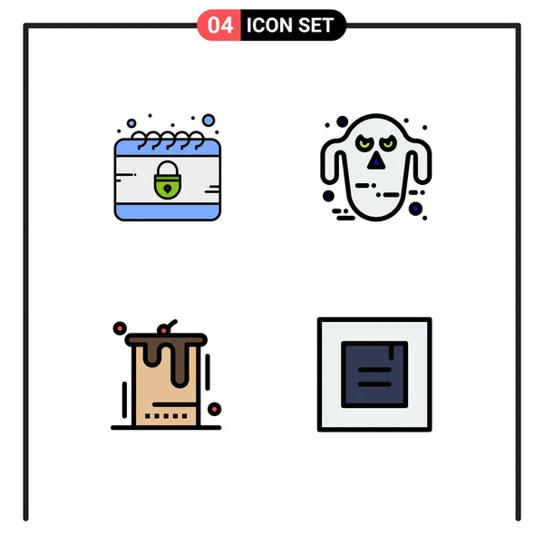 Set Von Modernen Symbolen Symbole Zeichen Für Kalender Kuchen Internet — Stockvektor
