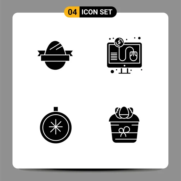 솔리드 Glyphs Pictograph Easter Egg Direction Holiday Open Editable Vector — 스톡 벡터