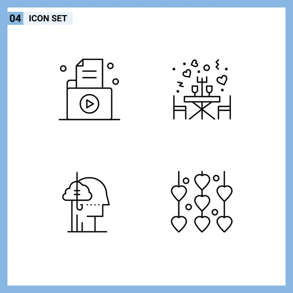 Creative Icons Modern Signs Symbols Document Borrowing Ideas Office Restaurant — Stock Vector