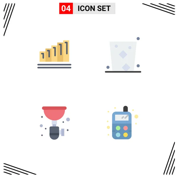 Modern Set Flat Icons Symbols Analytics Pipe Business Drink Plumbing — Stock Vector