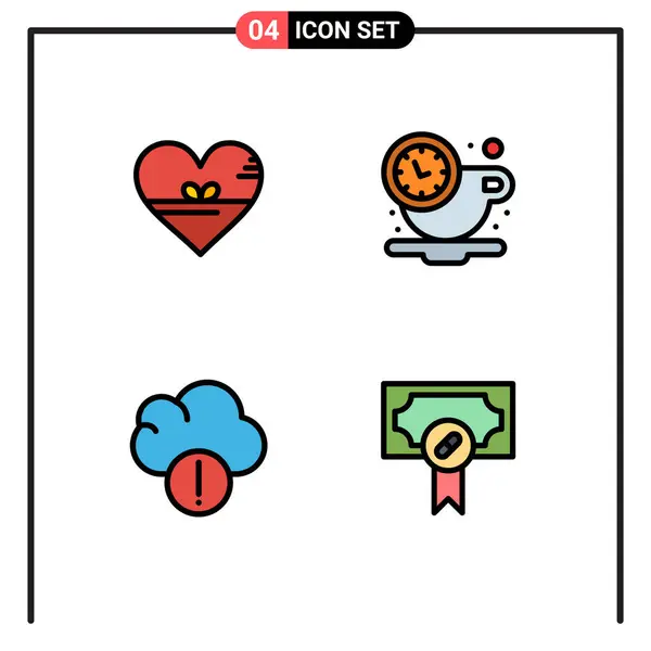 Juego Pictogramas Corazón Alerta Café Datos Editable Vector Design Elements — Archivo Imágenes Vectoriales