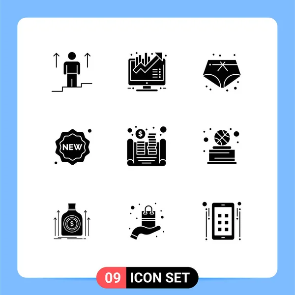 Thematic Vector Solid Glyphs Editable Symbols Coins Shopping Growth New — Stockový vektor