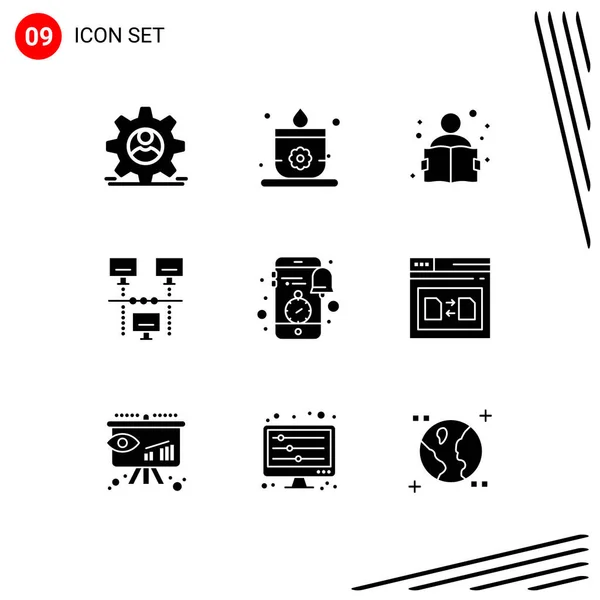 Universal Solid Glyphs Set Web Mobile Applications Smartphone Mobile Knowledge — Stock Vector