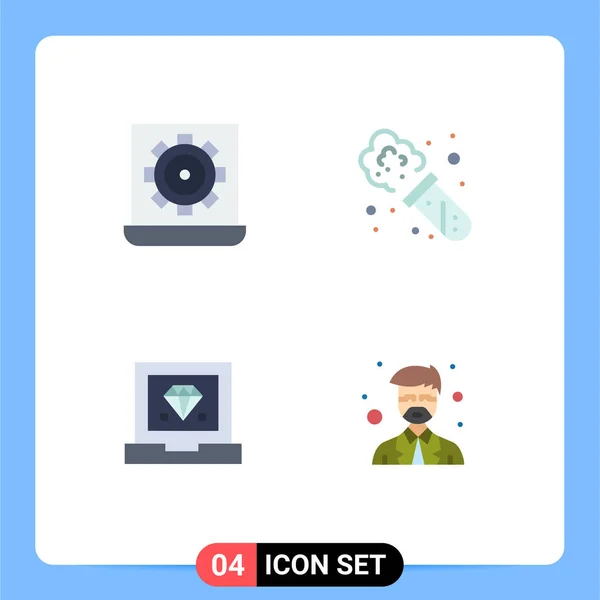 Pakket Van Creatieve Platte Iconen Van Computer Ontwikkelen Voorkeur Experiment — Stockvector