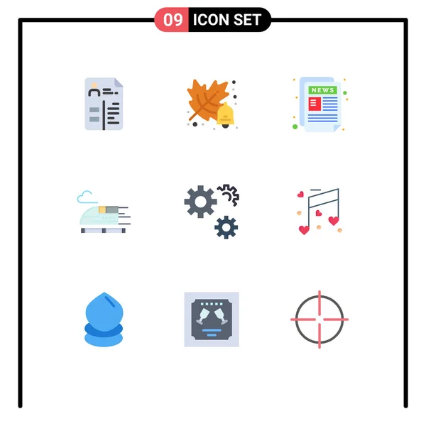 Interface Utilisateur Couleur Plate Pack Signes Symboles Modernes Service Engrenages — Image vectorielle