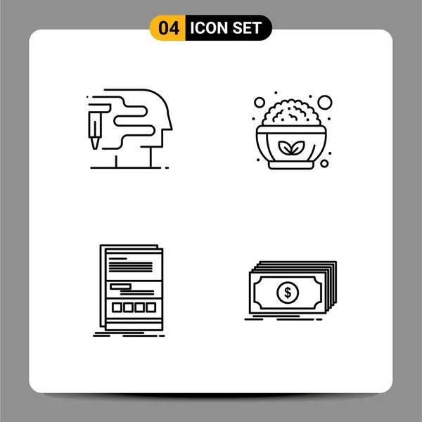 Set Dari Komersial Filledline Warna Datar Untuk Manusia Internet Makanan - Stok Vektor