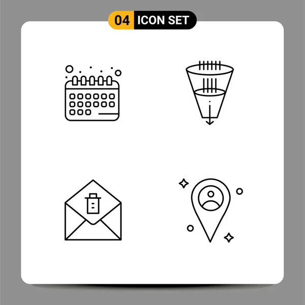 Pictogram Set Simple Filledline Flat Colors Appointment Mail Schedule Filtering — 스톡 벡터