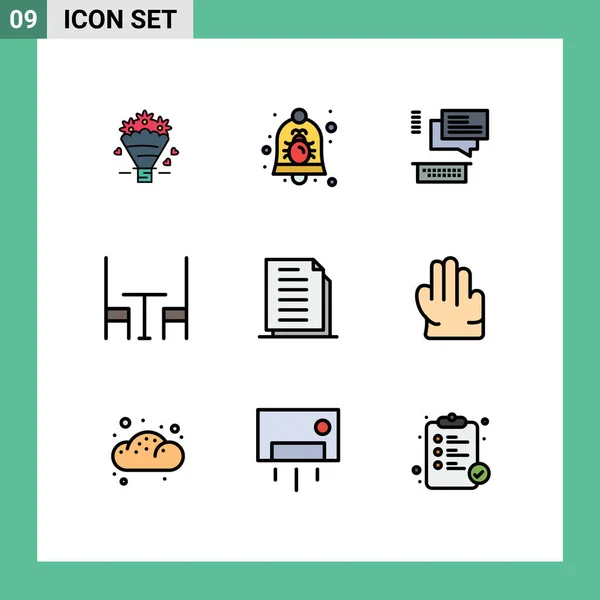 User Interface Filledline Flat Color Pack Modern Signs Symbols Document — Stock Vector