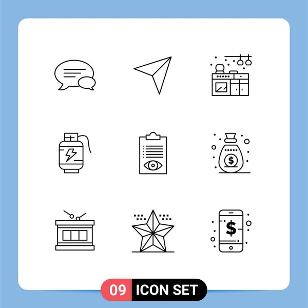 Conjunto Iconos Interfaz Usuario Moderna Símbolos Signos Trabajo Comprobación Hogar — Vector de stock
