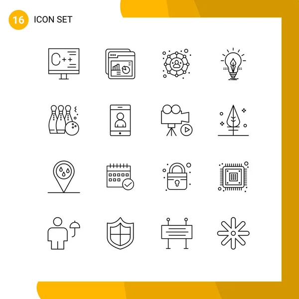 Stock Vector Icon Pack Líneas Signos Símbolos Para Luz Electricidad — Archivo Imágenes Vectoriales