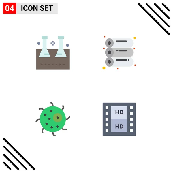 Conjunto Iconos Interfaz Usuario Moderna Signos Símbolos Para Matraz Químico — Vector de stock