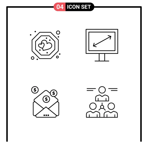 Moderne Set Van Filledline Vlakke Kleuren Symbolen Zoals Favoriet Geld — Stockvector