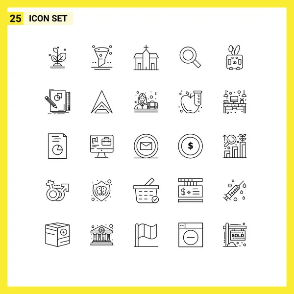 User Interface Line Pack Modern Signs Symbols Bynny Zoom Construção —  Vetores de Stock