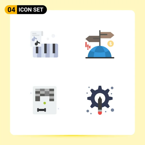 Flat Icon Pack Símbolos Universales Acordeón Juego Publicidad Marketing Diseñador — Vector de stock