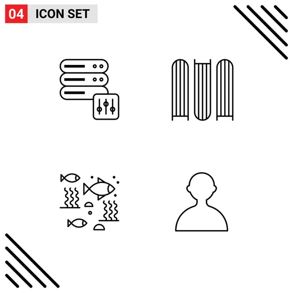 Stock Vector Icon Pack Line Signs Symbols Database Sea Document — 스톡 벡터