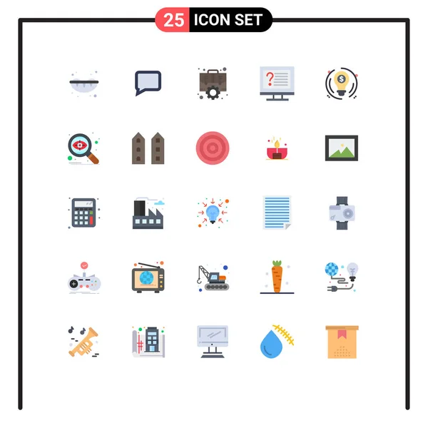 Flat Color Pack Universal Symbols Business Online Office Info Contact — Stockový vektor