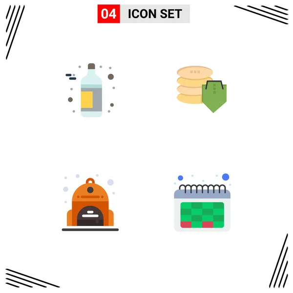 Benutzeroberfläche Flaches Icon Pack Moderner Zeichen Und Symbole Für Alkohol — Stockvektor