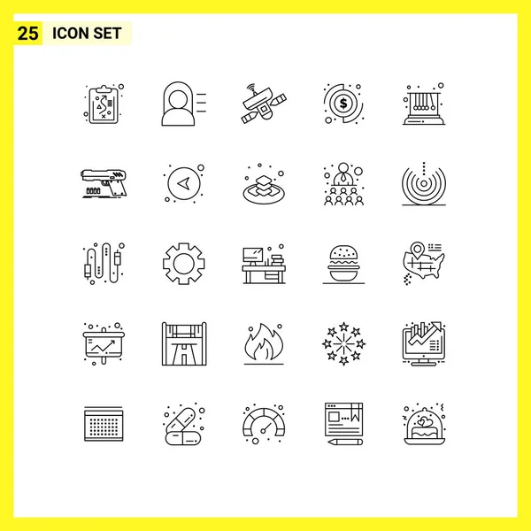 Creative Icons Modern Signs Symbols Physics Movement Radar Money Coins — Stock Vector