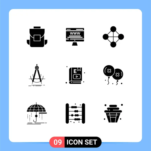 Jeu Symboles Modernes Icônes Interface Utilisateur Signes Pour Apprentissage Ligne — Image vectorielle