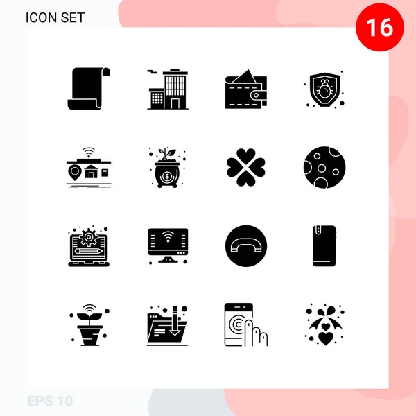 Set Modern Icons Symbols Signs Bag Wallet Internet Iot Editable — Stock Vector