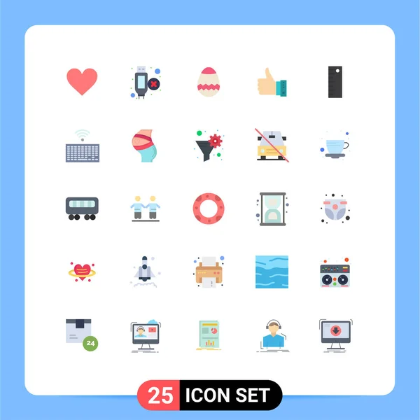 Mobile Interface Flat Color Set Pictogrammes Conception Oeuf Pouces Geste — Image vectorielle