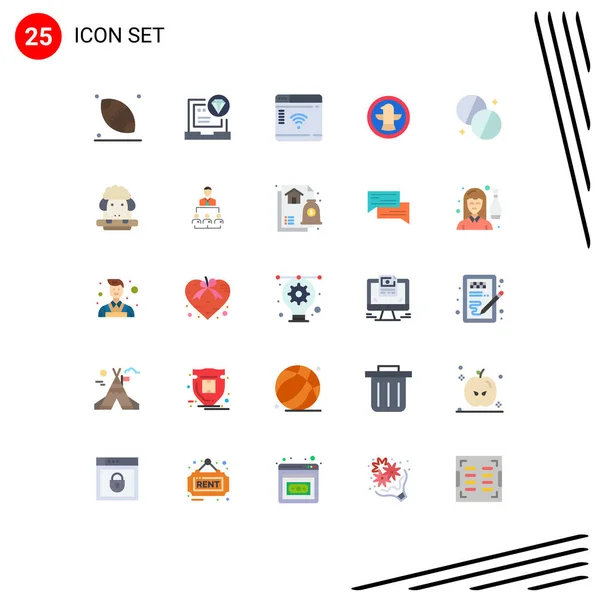 25现代标志和象征健康 互联网 美国可编辑矢量设计元素的用户界面平面彩色套件 — 图库矢量图片